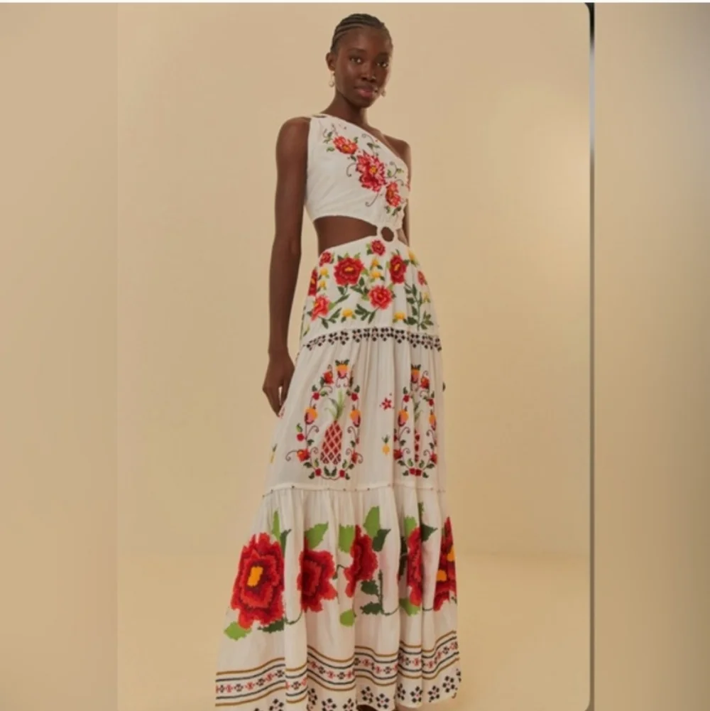 Farm Rio Embroidered Carmina Floral Maxi Dress - Picture 1 of 16